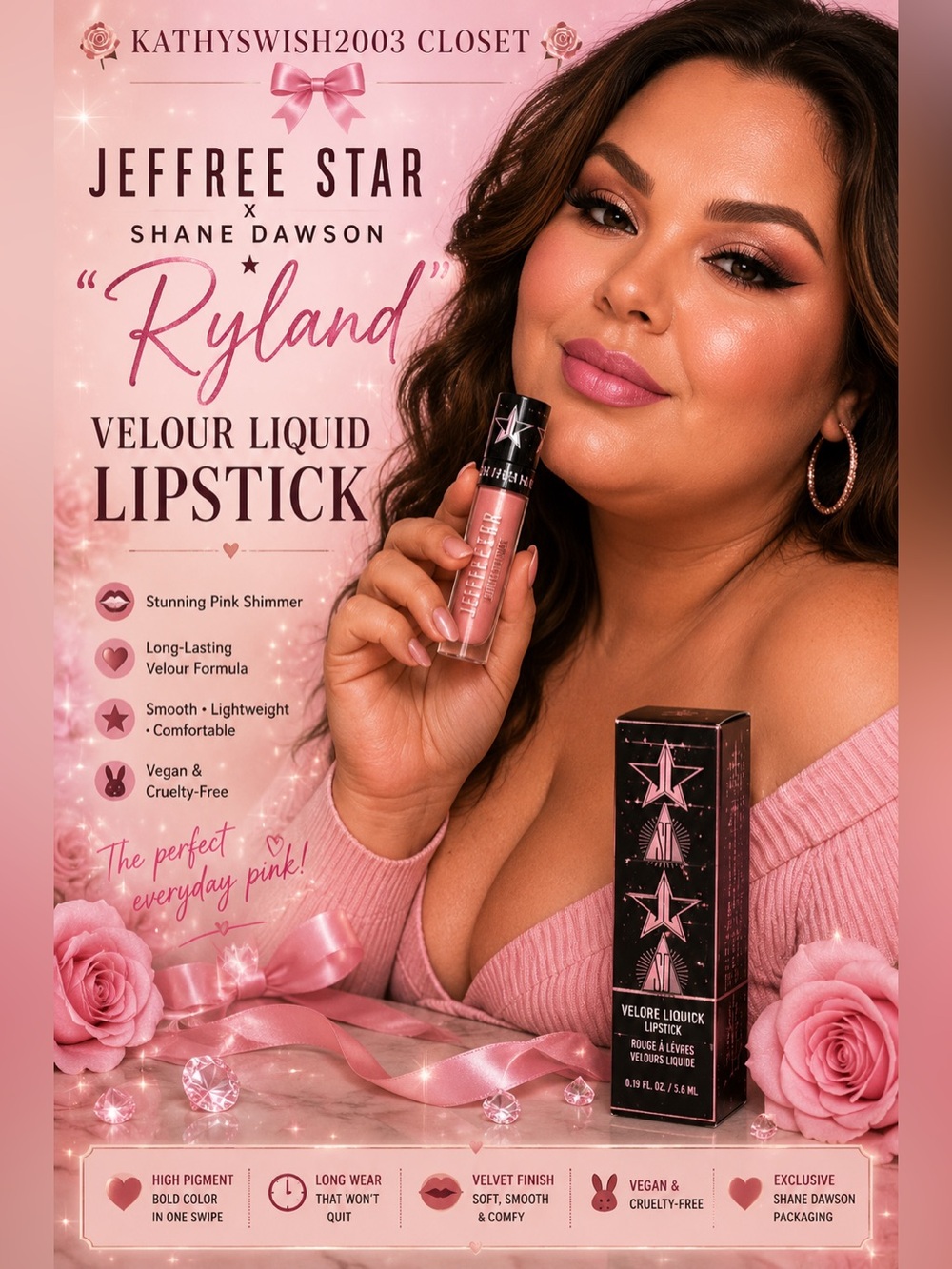 Jeffree Star Shane Dawson “Ryland “Velour Liquid Lipstick.19 fluid ounces
